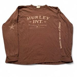 Men’s 90s Vintage Hurley International Freedom Company Brown Long Sleeve Size L